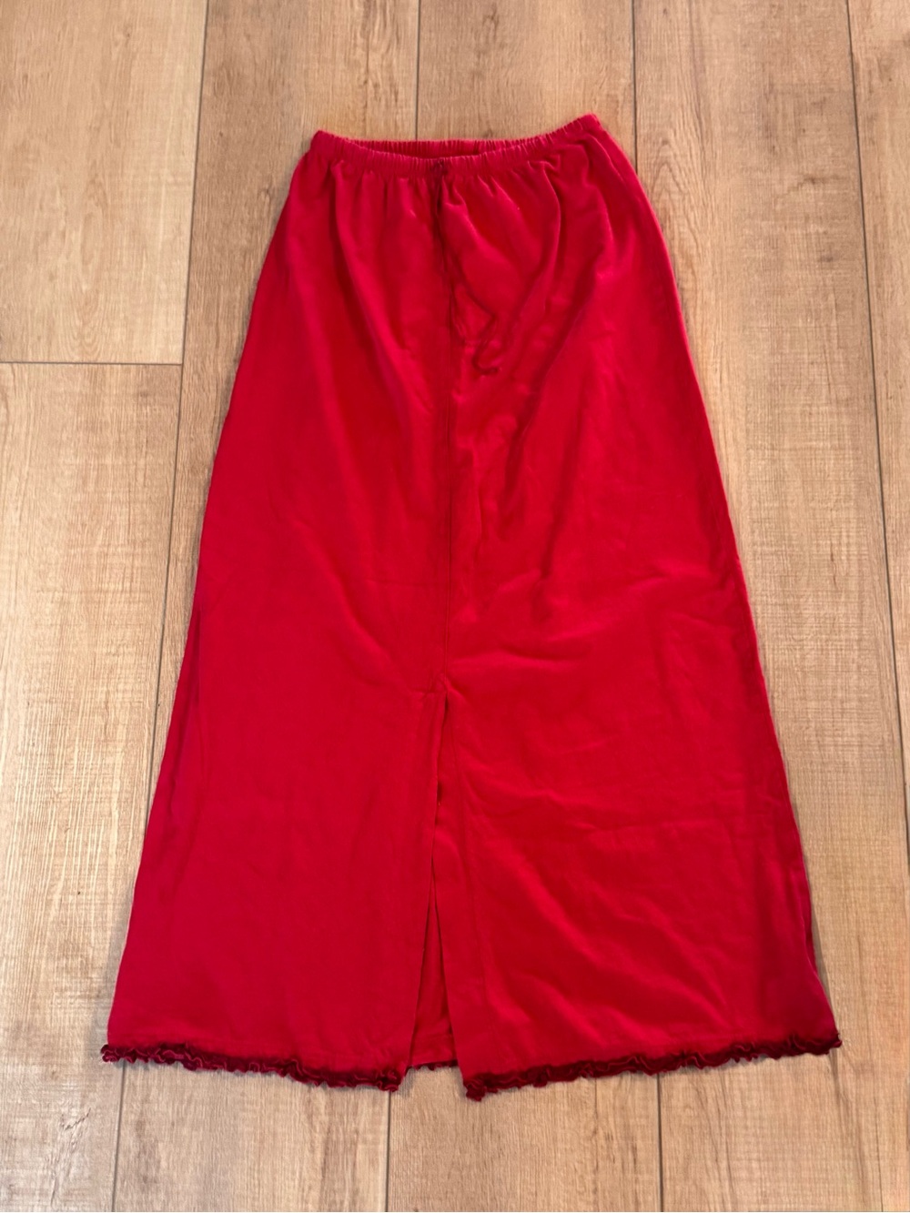 Vintage 90s Pictures by Johnny Was Red Cotton Maxi Skirt USA Made S